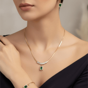 Emerald Cubic Zirconia Fashion Jewelry Sets