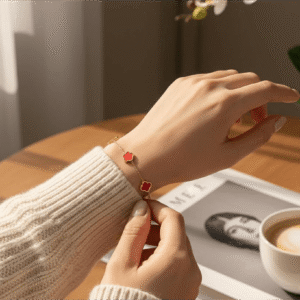 Scarlet Bloom Clover Bracelet