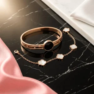 Eclipse Bracelet & Ivory Bloom Clover Bracelet